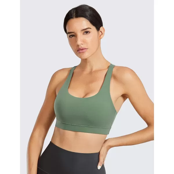 CRZ YOGA Womens Strappy Sports Bras Fitness Workout Padded Yoga Bra Criss Cross BackVibrant Green