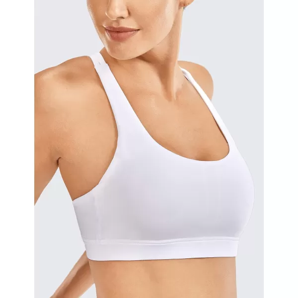 CRZ YOGA Womens Strappy Sports Bras Fitness Workout Padded Yoga Bra Criss Cross BackWhite