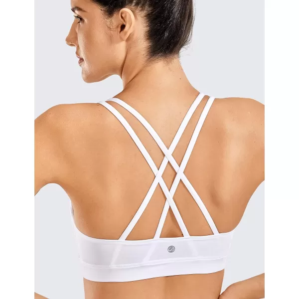 CRZ YOGA Womens Strappy Sports Bras Fitness Workout Padded Yoga Bra Criss Cross BackWhite