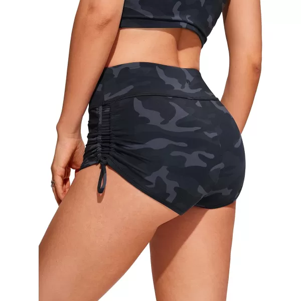 CRZ YOGA Womens Swim Shorts  High Waisted Bathing Suit Bottoms Adjustable Ruched Side Board Shorts Swimsuit Boy ShortsJungle Camouflage Gray