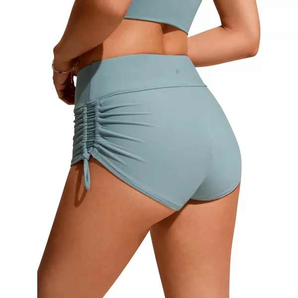 CRZ YOGA Womens Swim Shorts  High Waisted Bathing Suit Bottoms Adjustable Ruched Side Board Shorts Swimsuit Boy ShortsLight Grayish Blue