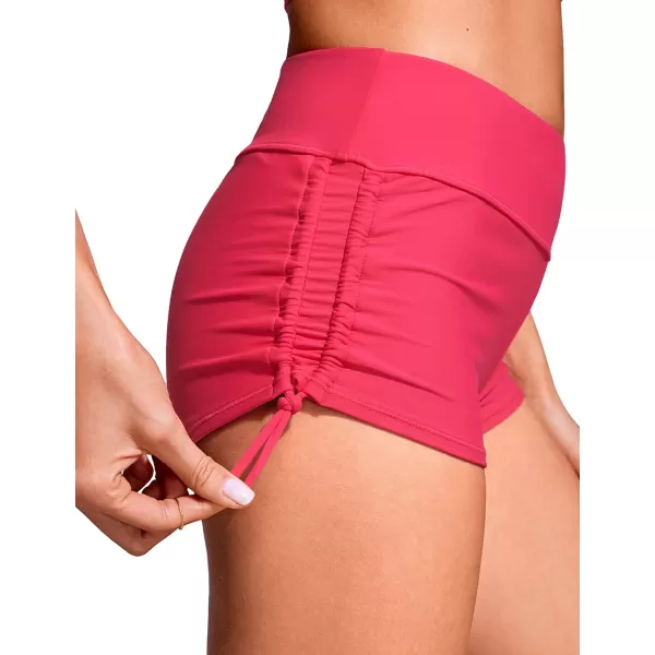 CRZ YOGA Womens Swim Shorts  High Waisted Bathing Suit Bottoms Adjustable Ruched Side Board Shorts Swimsuit Boy ShortsMagenta