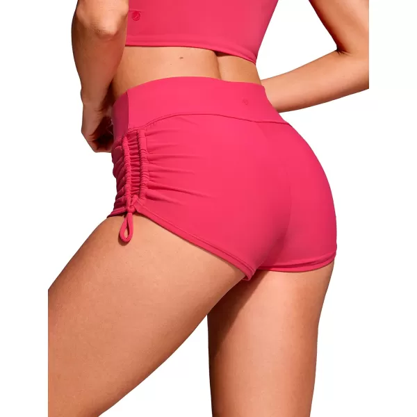 CRZ YOGA Womens Swim Shorts  High Waisted Bathing Suit Bottoms Adjustable Ruched Side Board Shorts Swimsuit Boy ShortsMagenta