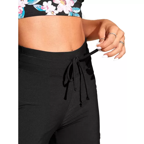 CRZ YOGA Womens Swim Shorts 4  High Waisted Board Shorts Zipper Pocket Bathing Swimwear Shorts Side Split with Mesh LinerBlack