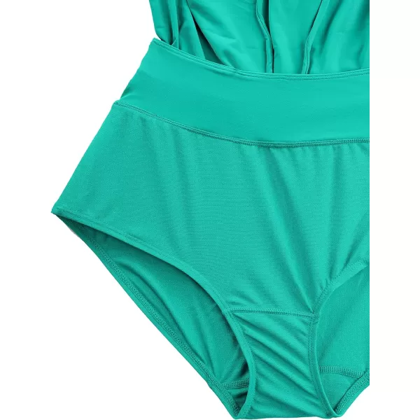 CRZ YOGA Womens Swim Shorts 4  High Waisted Board Shorts Zipper Pocket Bathing Swimwear Shorts Side Split with Mesh LinerBlarney Green