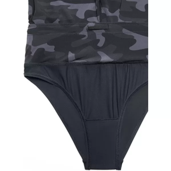 CRZ YOGA Womens Swim Shorts 5  High Waisted Board Shorts Athletic Bathing Suit Bottoms Boy Shorts with LinerJungle Camouflage Gray