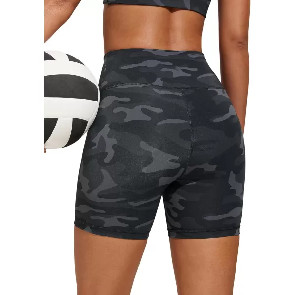 CRZ YOGA Womens Swim Shorts 5  High Waisted Board Shorts Athletic Bathing Suit Bottoms Boy Shorts with LinerJungle Camouflage Gray