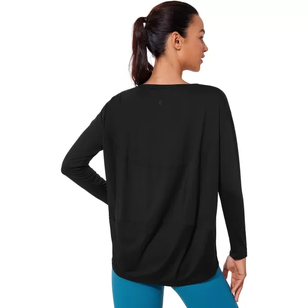 CRZ YOGA Womens UPF 50 Lightweight Long Sleeve Workout Shirts Sun Protection Loose Quick Dry Hiking Tops Outdoor FishingBlack