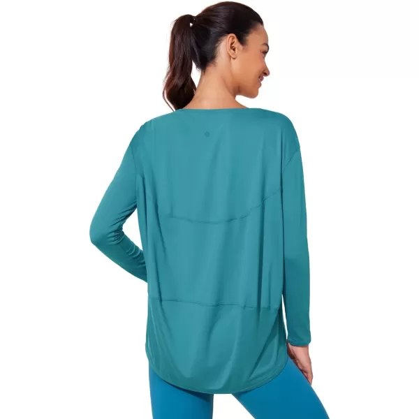 CRZ YOGA Womens UPF 50 Lightweight Long Sleeve Workout Shirts Sun Protection Loose Quick Dry Hiking Tops Outdoor FishingGreen Jade