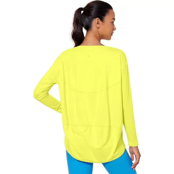 CRZ YOGA Womens UPF 50 Lightweight Long Sleeve Workout Shirts Sun Protection Loose Quick Dry Hiking Tops Outdoor FishingLuminous Yellow