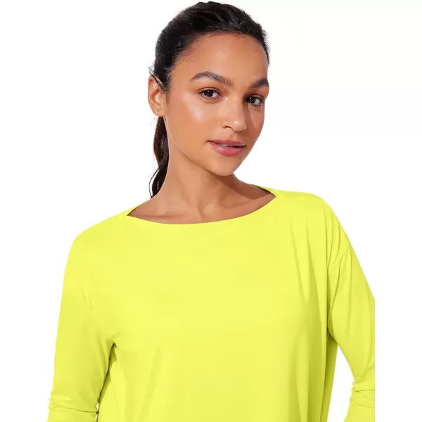 CRZ YOGA Womens UPF 50 Lightweight Long Sleeve Workout Shirts Sun Protection Loose Quick Dry Hiking Tops Outdoor FishingLuminous Yellow