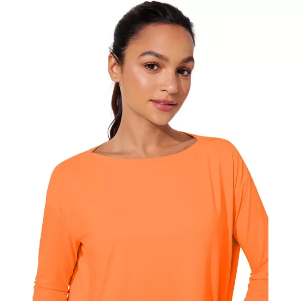 CRZ YOGA Womens UPF 50 Lightweight Long Sleeve Workout Shirts Sun Protection Loose Quick Dry Hiking Tops Outdoor FishingSweet Orange