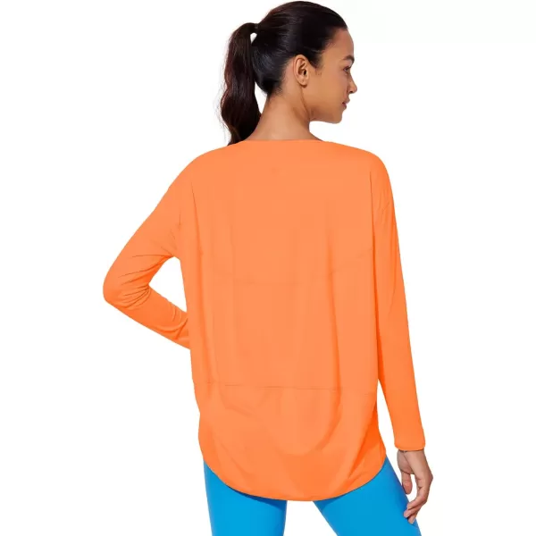 CRZ YOGA Womens UPF 50 Lightweight Long Sleeve Workout Shirts Sun Protection Loose Quick Dry Hiking Tops Outdoor FishingSweet Orange