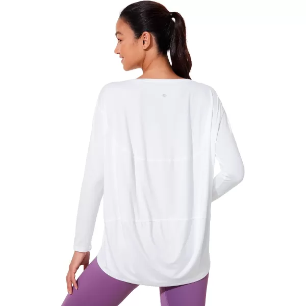 CRZ YOGA Womens UPF 50 Lightweight Long Sleeve Workout Shirts Sun Protection Loose Quick Dry Hiking Tops Outdoor FishingWhite