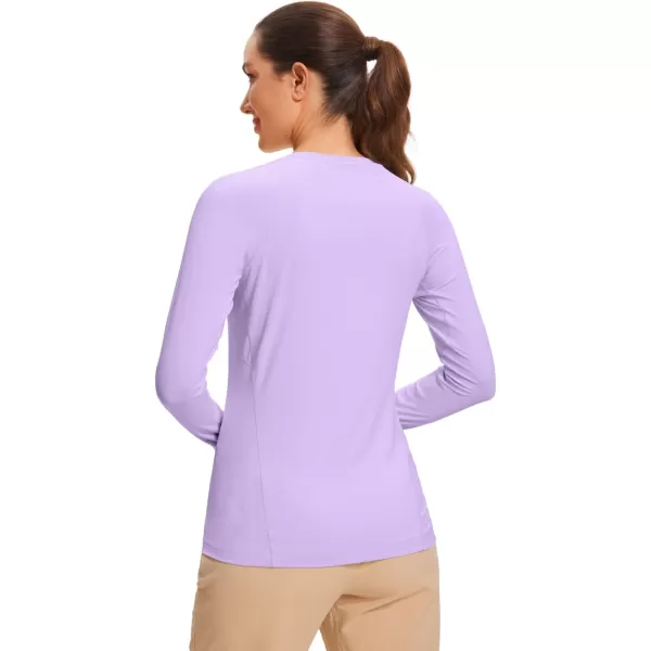 CRZ YOGA Womens UPF 50 Sun Protection Long Sleeve Workout Shirts Quick Dry Outdoor Hiking Running Tops with Thumb HolesElfin Purple