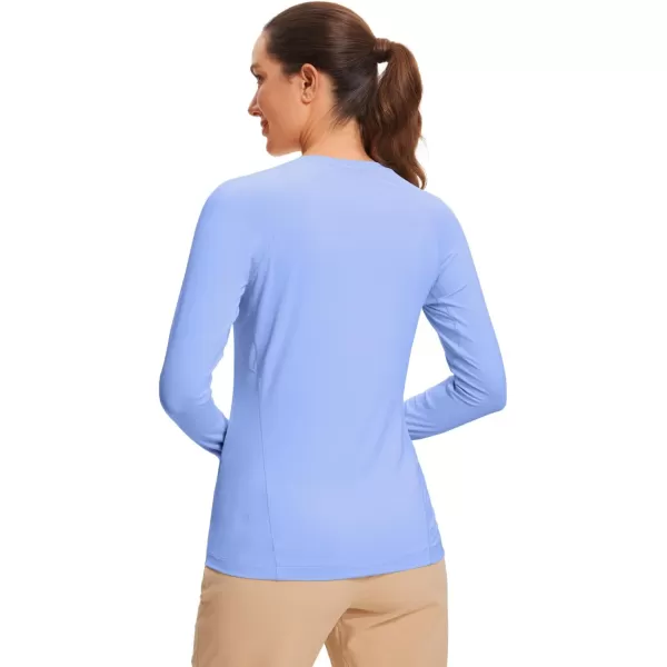 CRZ YOGA Womens UPF 50 Sun Protection Long Sleeve Workout Shirts Quick Dry Outdoor Hiking Running Tops with Thumb HolesPeriwinkle Purple