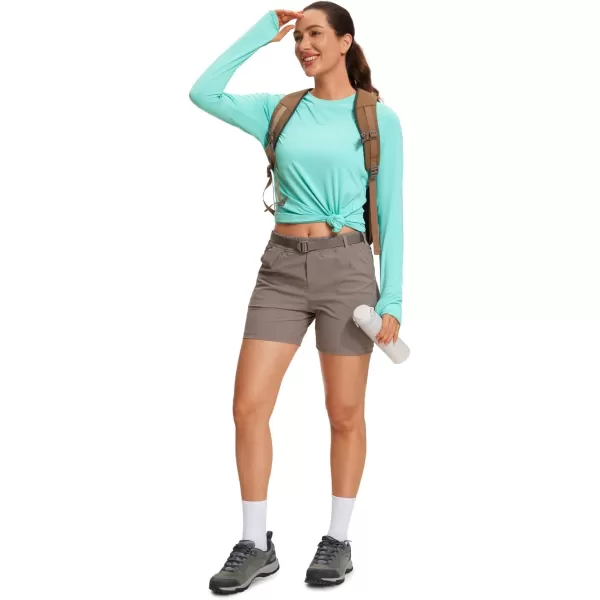 CRZ YOGA Womens UPF 50 Sun Protection Long Sleeve Workout Shirts Quick Dry Outdoor Hiking Running Tops with Thumb HolesTropical Mint Green