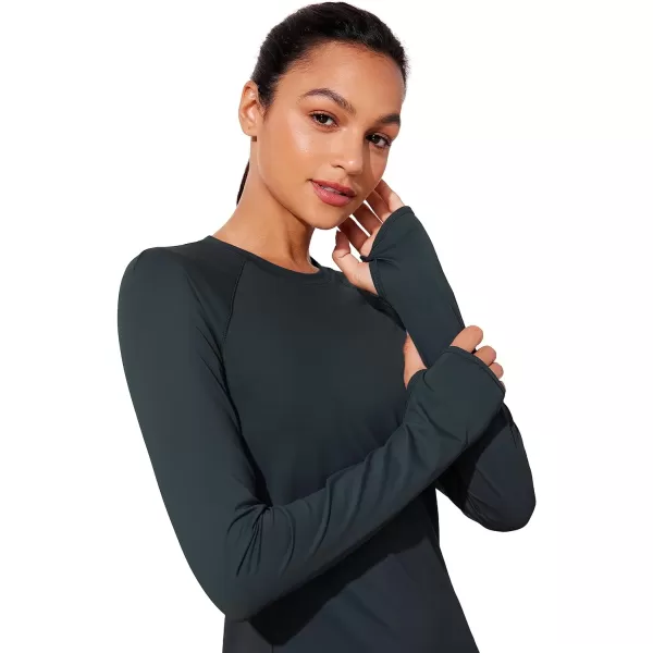 CRZ YOGA Womens UPF 50 Sun Protection Long Sleeve Workout Shirts Quick Dry Outdoor Hiking Running Tops with Thumb HolesTrue Navy