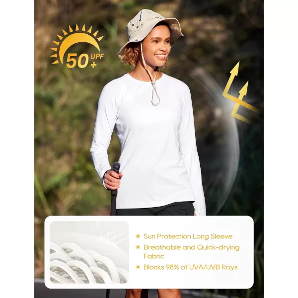 CRZ YOGA Womens UPF 50 Sun Protection Long Sleeve Workout Shirts Quick Dry Outdoor Hiking Running Tops with Thumb HolesWhite