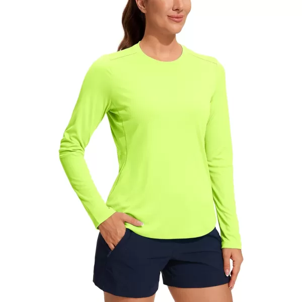 CRZ YOGA Womens UPF 50 Sun Shirts Long Sleeve UV Protection Workout Tops Lightweight Quick Dry Outdoor Hiking Running ShirtsBright Verdancy