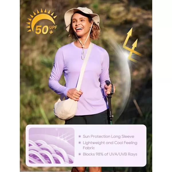 CRZ YOGA Womens UPF 50 Sun Shirts Long Sleeve UV Protection Workout Tops Lightweight Quick Dry Outdoor Hiking Running ShirtsElfin Purple