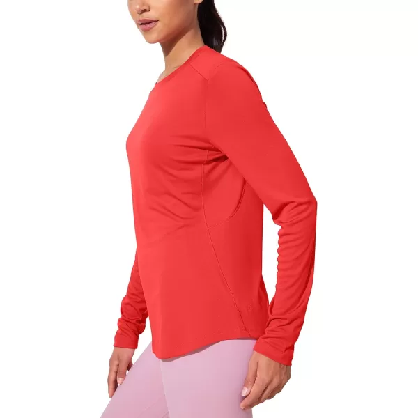 CRZ YOGA Womens UPF 50 Sun Shirts Long Sleeve UV Protection Workout Tops Lightweight Quick Dry Outdoor Hiking Running ShirtsFestival Red