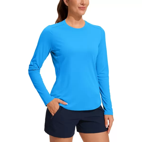 CRZ YOGA Womens UPF 50 Sun Shirts Long Sleeve UV Protection Workout Tops Lightweight Quick Dry Outdoor Hiking Running ShirtsMadagascar Blue