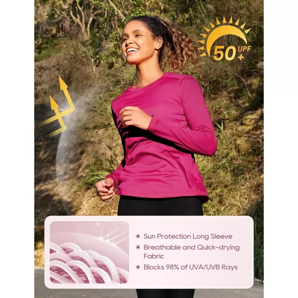 CRZ YOGA Womens UPF 50 Sun Shirts Long Sleeve UV Protection Workout Tops Lightweight Quick Dry Outdoor Hiking Running ShirtsMagenta Purple