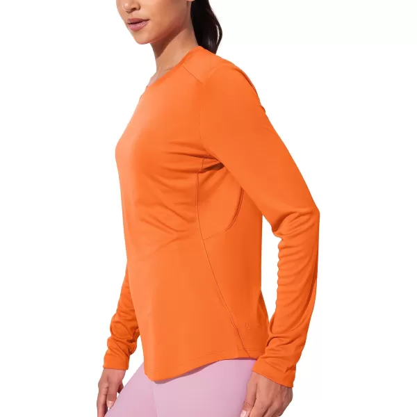 CRZ YOGA Womens UPF 50 Sun Shirts Long Sleeve UV Protection Workout Tops Lightweight Quick Dry Outdoor Hiking Running ShirtsNeon Orange