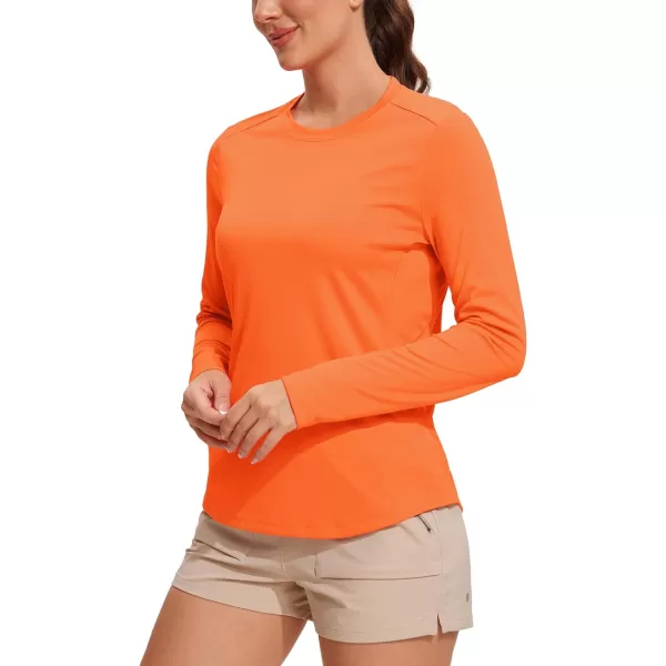 CRZ YOGA Womens UPF 50 Sun Shirts Long Sleeve UV Protection Workout Tops Lightweight Quick Dry Outdoor Hiking Running ShirtsNeon Orange