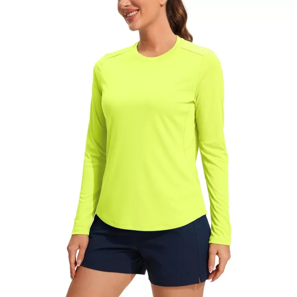 CRZ YOGA Womens UPF 50 Sun Shirts Long Sleeve UV Protection Workout Tops Lightweight Quick Dry Outdoor Hiking Running ShirtsNeon Yellow