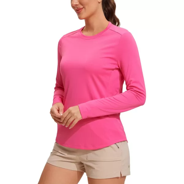 CRZ YOGA Womens UPF 50 Sun Shirts Long Sleeve UV Protection Workout Tops Lightweight Quick Dry Outdoor Hiking Running ShirtsSonic Pink