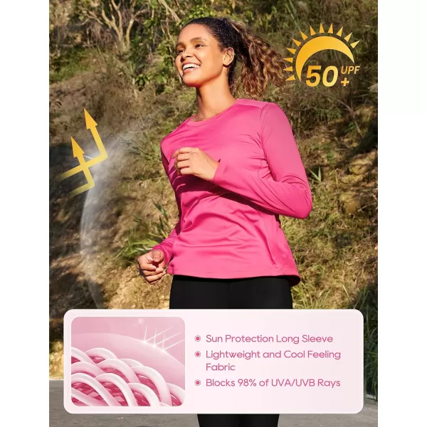 CRZ YOGA Womens UPF 50 Sun Shirts Long Sleeve UV Protection Workout Tops Lightweight Quick Dry Outdoor Hiking Running ShirtsSonic Pink