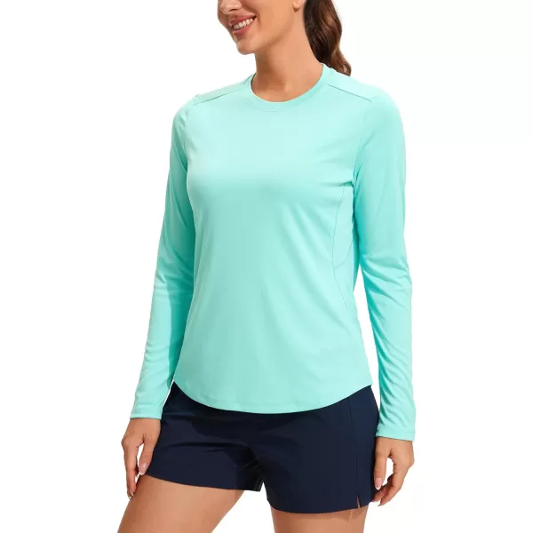 CRZ YOGA Womens UPF 50 Sun Shirts Long Sleeve UV Protection Workout Tops Lightweight Quick Dry Outdoor Hiking Running ShirtsTropical Mint Green