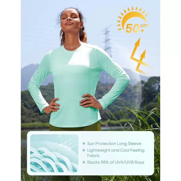 CRZ YOGA Womens UPF 50 Sun Shirts Long Sleeve UV Protection Workout Tops Lightweight Quick Dry Outdoor Hiking Running ShirtsTropical Mint Green