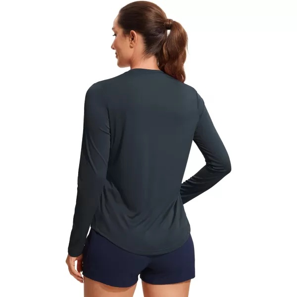 CRZ YOGA Womens UPF 50 Sun Shirts Long Sleeve UV Protection Workout Tops Lightweight Quick Dry Outdoor Hiking Running ShirtsTrue Navy