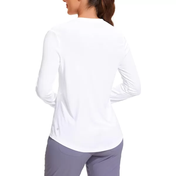 CRZ YOGA Womens UPF 50 Sun Shirts Long Sleeve UV Protection Workout Tops Lightweight Quick Dry Outdoor Hiking Running ShirtsWhite