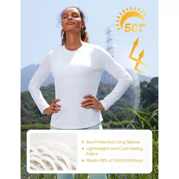 CRZ YOGA Womens UPF 50 Sun Shirts Long Sleeve UV Protection Workout Tops Lightweight Quick Dry Outdoor Hiking Running ShirtsWhite