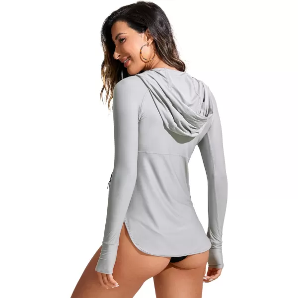 CRZ YOGA Womens UPF 50 Zip Front Hoodie Long Sleeve Rash Guard  Quick Dry Lightweight UV Sun Protection Swim ShirtsGrey