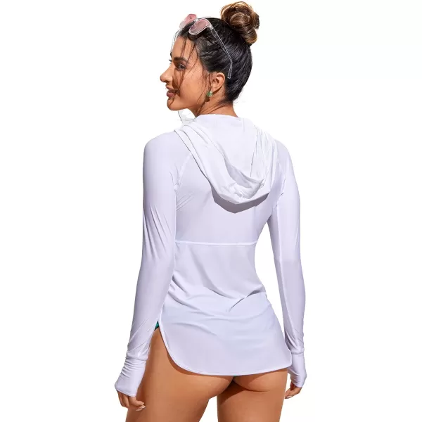 CRZ YOGA Womens UPF 50 Zip Front Hoodie Long Sleeve Rash Guard  Quick Dry Lightweight UV Sun Protection Swim ShirtsWhite