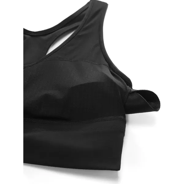 CRZ YOGA Womens UltiDry Ruched VNeck Longline Sports Bra  Racerback Padded Low Cut Yoga Bra Crop Tank TopBlack