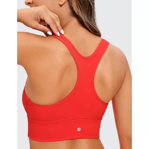 CRZ YOGA Womens UltiDry Ruched VNeck Longline Sports Bra  Racerback Padded Low Cut Yoga Bra Crop Tank TopDark Red