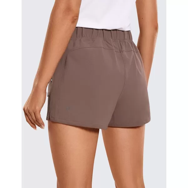 CRZ YOGA Womens Waterproof Stretch Hiking Shorts Mid Rise Summer Outdoor Golf Workout Shorts Zip Pockets with Belt  3Purple Taupe