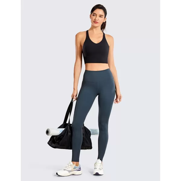 CRZ YOGA Y Back Longline Sports Bra for Women  V Neck Padded Racerback Sports Bra Crop Tank TopBlack