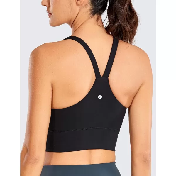 CRZ YOGA Y Back Longline Sports Bra for Women  V Neck Padded Racerback Sports Bra Crop Tank TopBlack