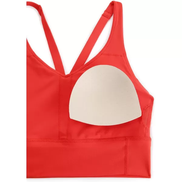 CRZ YOGA Y Back Longline Sports Bra for Women  V Neck Padded Racerback Sports Bra Crop Tank TopDark Red