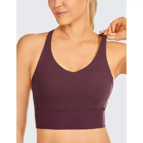 CRZ YOGA Y Back Longline Sports Bra for Women  V Neck Padded Racerback Sports Bra Crop Tank TopDark Russet