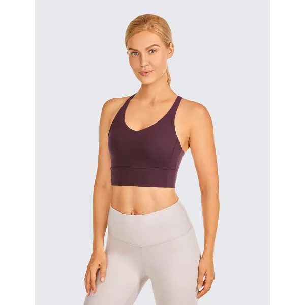 CRZ YOGA Y Back Longline Sports Bra for Women  V Neck Padded Racerback Sports Bra Crop Tank TopDark Russet