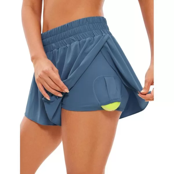 CRZ YOGA 2 in 1 Flowy Running Shorts for Women High Waisted Quick Dry Athletic Gym Lounge Workout Shorts Cute Tennis SkirtsStelindigo