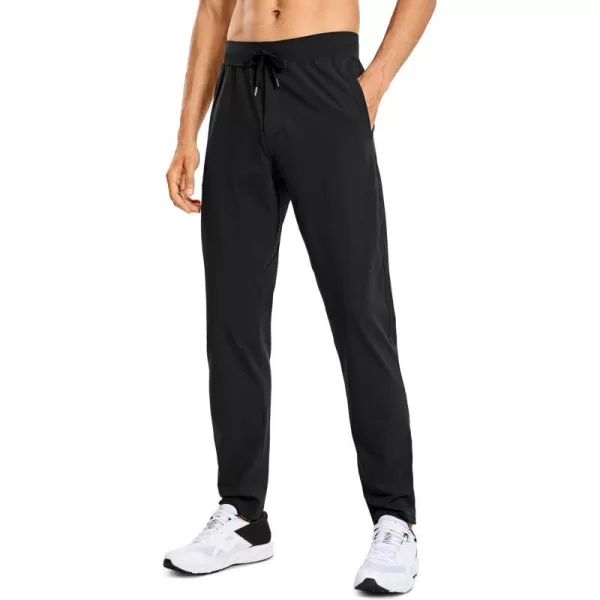 CRZ YOGA 4Way Stretch Athletic Pants for Men 30 Workout Lounge Casual Work Jogger Pants with Zip PocketBlack